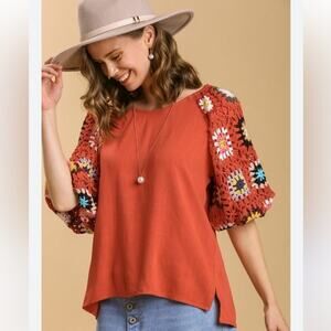 Umgee Linen Blend 3/4 Crochet Sleeves
